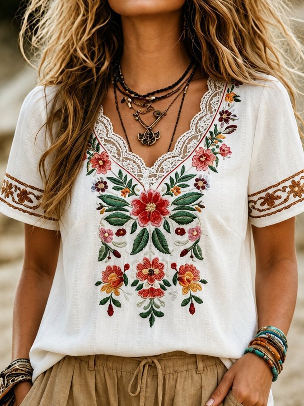 Boho Embroidered Floral Blouse – New With Tags - Picture 3 of 10
